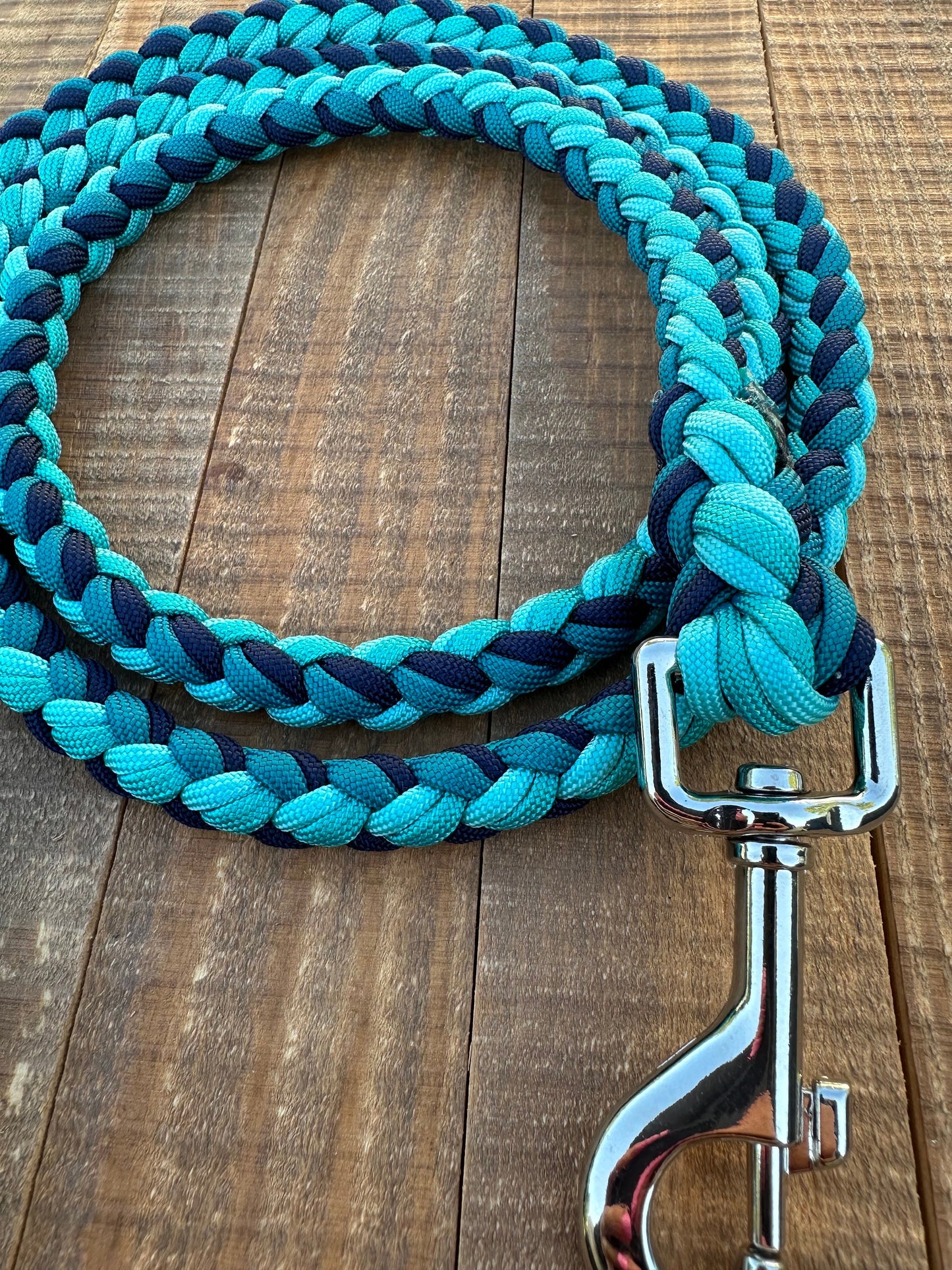 Ocean Blue Paracord dog leash, 5 ft dog leash