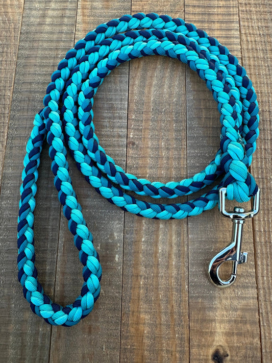 Ocean Blue Paracord dog leash, 5 ft dog leash